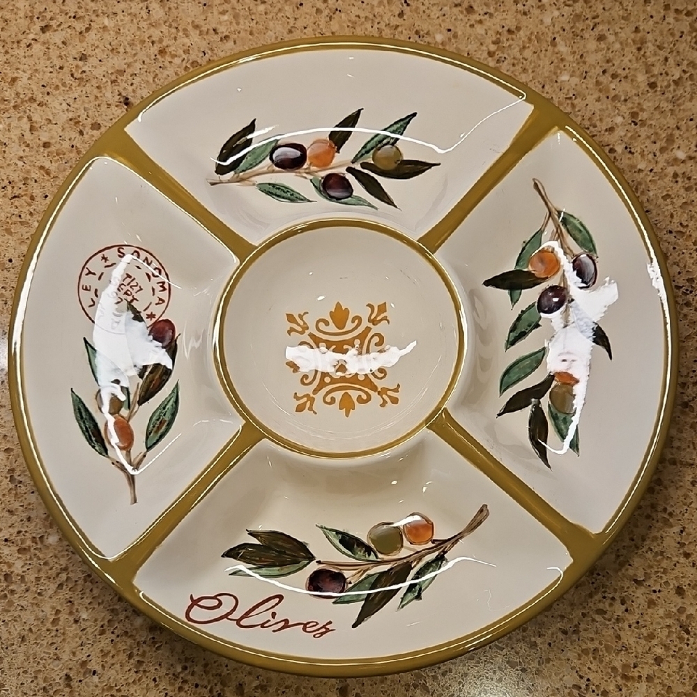 Vintage 5 Compartment Tray Veggies Cheese Meats Crackers Large